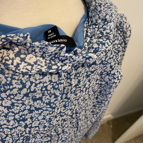 PinkBlush Blue Floral Print Ruffle Tiered Maternity Dress - Picture 9 of 9